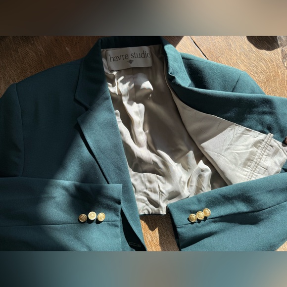 Vintage HAVRE STUDIO Green cropped blazer & skirt Set - Picture 3 of 9